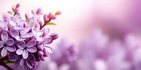 Wall Mural - Beautiful spring natural background with flowers on a lilac branch close-up.