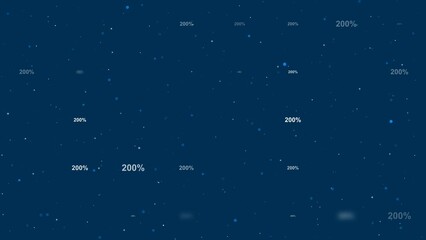 Poster - Template animation of evenly spaced 200 percent symbols of different sizes and opacity. Animation of transparency and size. Seamless looped 4k animation on dark blue background with stars
