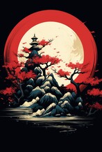 Japanese Zen Design ,Professional Tshirt Design Vector