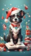 Hund mit Weihnachtsmütze Süß