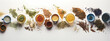 An artistic presentation of organic teas, emphasizing natural colors and textures