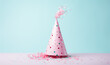 pink party hat with minimal style background