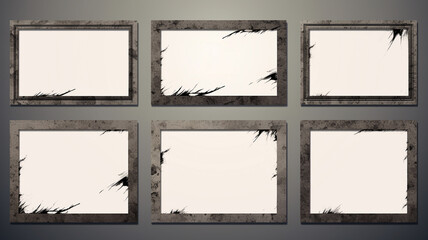 Wall Mural - collection of rectangle frame silhouette of grunge