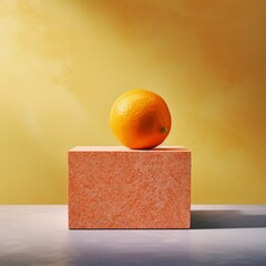 Poster - a orange on a block