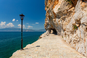 Wall Mural - Nafplio, Greece. Walking path by the sea