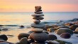 Zen stones stack balancing on the beach. create using a generative ai tool 