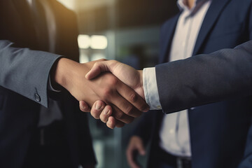 Businessmen making handshake with partner. Greeting, dealing, merger, acquisition or business cooperation concept. Background for business, finance and investment