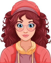 Sticker - Woman portrait wearing cap and glasses