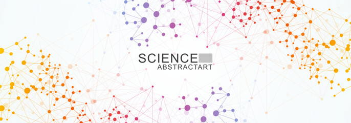 Canvas Print - modern abstract molecules structure for science or medical background. dna helix or atom visualizati