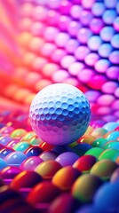 Sticker - Golf ball on colorful background, AI