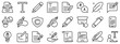 Icon set about text. Line icons on transparent background with editable stroke.