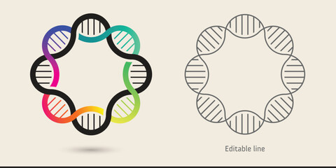 dna circular closed diagram icon isolated on background, vector illustration