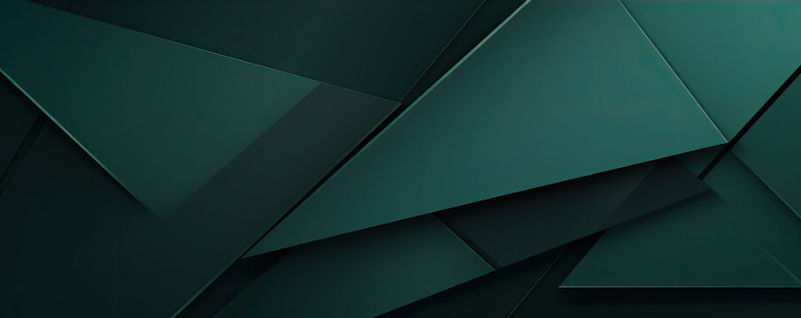 Dark green abstract in wide banner shape. polygon elegant or frame background.  copy space for text.