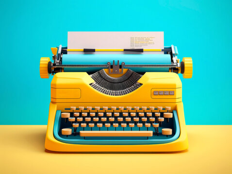 Typewriter yellow color on a turquoise background. Banner