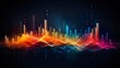 Music abstract background. Equalizer for music, showing sound waves with musical waves, the concept of a music equalizer neon glow colors