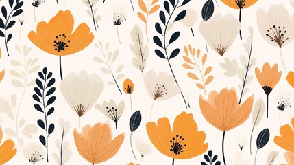 Wall Mural - style Exotic floral pattern seamless leaves wallpaper texture