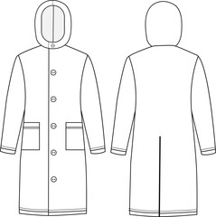 Slicker coat Sou'wester technical fashion illustration vector mockup design