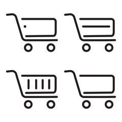 Shopping cart icon set. Collection of web icons for online shop, of various basket icons, vector, eps