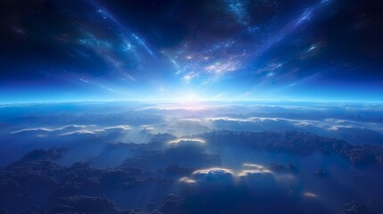 Wall Mural - blue space background, in the style of large canvas format, nightscape