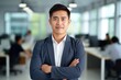 © pham - Confident Businessman in a Modern Office, Showing Authority and Determination