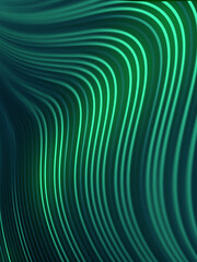 Fototapete - A bright and dynamic wavy 3d rendering digital illustration in a green color scheme