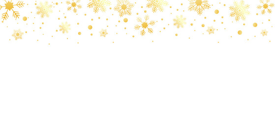 Poster - Golden decoration festive border falling glitter dust, snow and stars. Merry Christmas banner. Christmas frame on transparent background