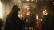 © Gorodenkoff - The Past Meets the Future: Back View of Leonardo Da Vinci Creating the Painting of the Mona Lisa on Canvas While Wearing VR Goggles in his Workshop. Futuristic Recreation of Historical Figure