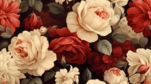 Array Of Baroque Roses Arranged On A White Table, Creating An Eye-catching Display