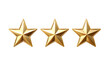 Three stars golden score ranking review isolated on transparent  background