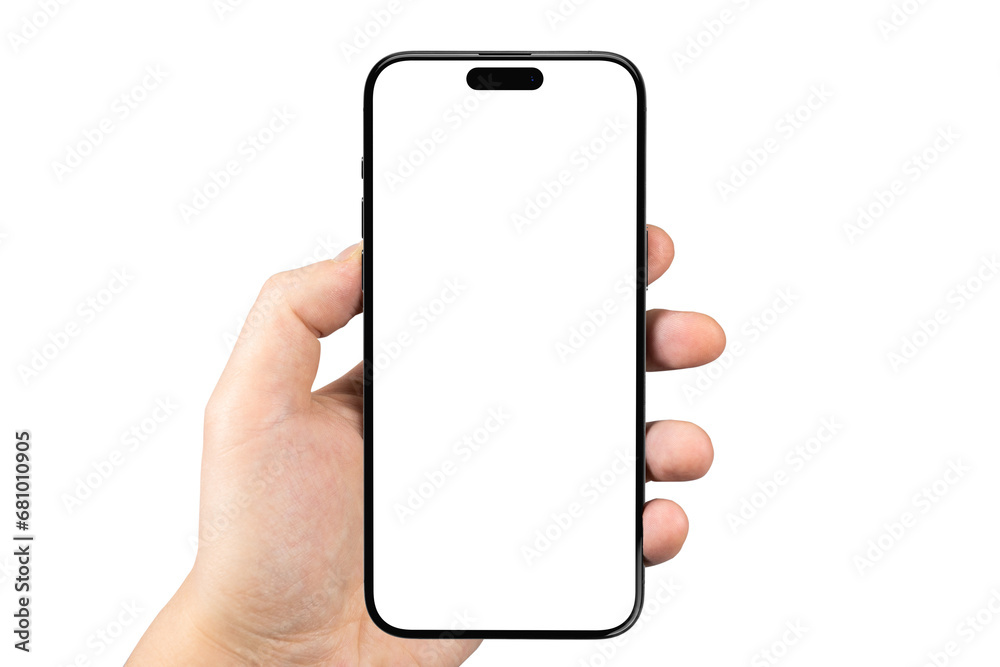 mockup hand holding smartphone iPhone with png transparent screen ...