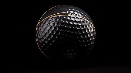 Wall Mural - Black golf ball isolated on black background. 3d illustration for background.