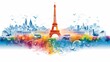 Les jeux olympique de Paris 2024, Illustration sur le thème du sport et de la Tour Eiffel, illustration ia générative 