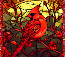 Stained Glass Red Cardinal  20 Oz Tumbler Wrap  Wrap Sublimation 