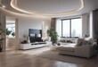 Modern weiss apartment interior panorama 3d render