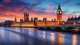 Fototapeta Big Ben - London skyline silhouette of famous places aerial view