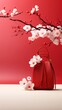 Spring Festival theme scene red lucky bag red packet with red background