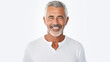 © Rashid - Portrait of smiling mature man standing on white background, ai technology