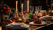 A Fancy Feast at the Fancy Elite Banquet, Lit by Elegant Candlelight, Surrounded by Lavish Festive Decor