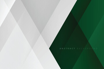 Wall Mural - green and white paper cut abstract background with realistic diagonal shadow lines