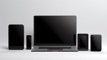 Mock up view of a devices isolated on a background with shadow
