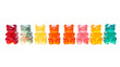 © Oksana - Row of sweet gummy bears painted in different colors isolated on transparent background