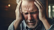 A Man headache with Stressfull, disorder Stroke awareness day  .