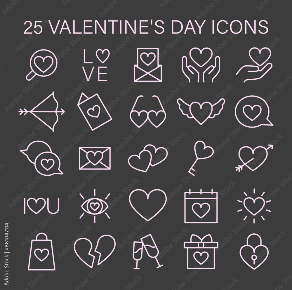 Valentine's Day icon set capturing essence of love with hearts, gifts ...