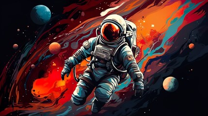 Canvas Print - universe of neon colors. colorful universe with colors merging. stars, nebulae, star dust, smoke... 