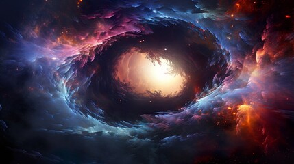 Wall Mural - universe of neon colors. colorful universe with colors merging. stars, nebulae, star dust, smoke... 