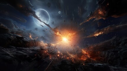 Canvas Print - universe supernovca. colorful universe with colors merging. stars, nebulae, star dust, smoke... crea