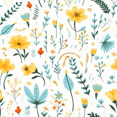 Poster - Seamless floral pattern for summer wallpaper. Nature-inspired design with beautiful botanical elements. Elegant, modern, and trendy.