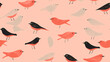 Minimalistischer Risograph-Druck mit Vögeln, mehrfarbig nahtloses Muster, nahtloser Hintergrund