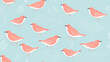 Minimalistischer Risograph-Druck mit Vögeln, mehrfarbig nahtloses Muster, nahtloser Hintergrund