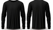 Men's Long Sleeve Black T-shirt isolated on white, with front and back views. A perfect template for your clothing line presentation. ai generative